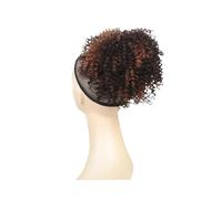 Peloes de Mujer 8 pulgadas corto rizado pelo sintético moño con cordón de cola de caballo afro Puff Chignon para mujeres (marrón rubio)