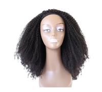 Peloes de Mujer Afro Kinky Peluca rizada Remy, pelo humano sin pegamento, para mujeres, sin pegamento, amigable con los principiantes, color negro natural (150 %, 61 cm)