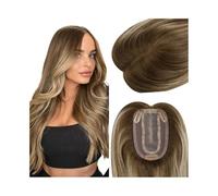 Peloes de Mujer - Extensiones de pelo humano brasileño de 7,6 x 12,7 cm, base mono-top de pelo humano brasileño, extensiones de pelo humano invisible, para mujeres con cabello fino y liso