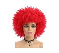 Peloes de Mujer Pelo Corto Peluca Rizada Afro Rizada con Flequillo Pelucas Sintéticas Africanas para Mujeres Extensiones de Cabello (Rojo)
