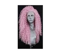 Peloes de Mujer Peluca frontal de encaje rizado para mujeres y niñas, gorro de peluca, peluca sintética sin pegamento para mujeres, para uso diario, extensiones de cabello (peluca rosa, 24 pulgadas)