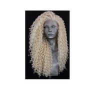 Peloes de Mujer Peluca frontal de encaje rizado para mujeres y niñas, peluca sintética sin pegamento para mujeres, para uso diario (peluca rubia, 18 pulgadas)