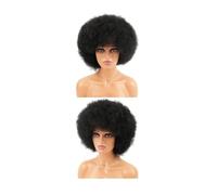 Peloes de Mujer Peluca sintética afro rizada con flequillo, Cosplay para mujeres, extensiones de cabello (negro)
