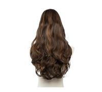 Peloes de Mujer pelucas sintéticas onduladas en U para mujer, extensiones de cabello, media peluca falsa invisible, 61 cm, extensiones de cabello naturales (rubio oscuro bown)