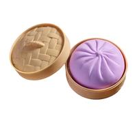 Pelota Antiestrés de Dumpling Esponjoso, Masa Suave para Apretar con Caja de Vapor, Juguetes de Bun al Vapor para Adultos y Niños - Color Púrpura