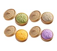Pelota antiestrés de Dumpling Esponjoso, Masa Suave para Apretar con Caja Vaporizadora, Juguetes de Inercia de Bun al Vapor para Adultos y Niños - Pack de 4 Piezas