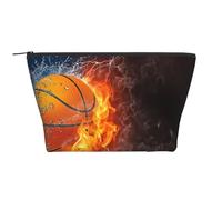Pelota de Baloncesto en Fuego y Agua, Bolsa de artículos de tocador Bolsa de Maquillaje Bolsa de cosméticos Bolsa de artículos de tocador de Viaje portátil