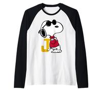 Pelota de béisbol Peanuts Joe Cool Snoopy con Logotipo Retro Deportivo clásico Camiseta Manga Raglan