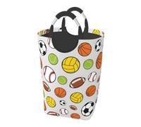 Pelota de béisbol y fútbol,Cesto para la ropa sucia, cesto plegable grande y resistente con asas, 50 L