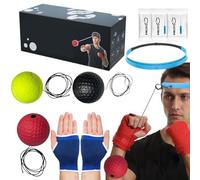 Pelota de boxeo Reflex - Pelota de boxeo con vendas para las manos - Entrenamiento reflejo portátil para principiantes