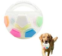 Pelota de calmante para perros Mellow Dog con asa, juguete interactivo para perros en forma de balón de fútbol, juguete para perros, juguete de fútbol con chirrido, juguete flotante (blanco)
