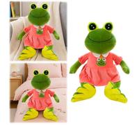 Pelota de Felpa de Rana Verde con Camiseta a Rayas, Adorable muñeco de Peluche y Animal de compañía, cojín Suave y abrazable para Adultos, decoración para Sala, Cama, estantería, Viaje, cumpleaños
