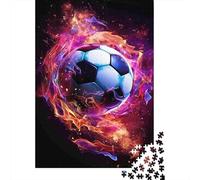 Pelota de Fútbol de Fuego Puzzle para Adultos para Decoración de Pared: Pelota de Fútbol de Llama Púrpura Juego Educativo para Aliviar el Estrés 1000 Piezas 70x50cm/1000 Piezas