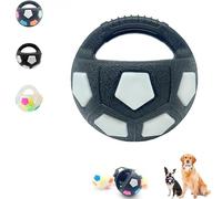 Pelota de fútbol para perros TPR, juguetes para perros, pelota de fútbol, pelotas interactivas para gatos TPR duraderas, pe-lota calmante pe-rros con asa,pe-lota de goma flotantes chirriantes (C)