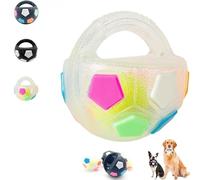 Pelota de fútbol para perros TPR, juguetes para perros, pelota de fútbol, pelotas interactivas para gatos TPR duraderas, pe-lota calmante pe-rros con asa,pe-lota de goma flotantes chirriantes (A)