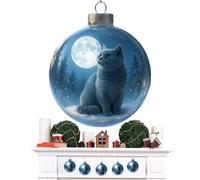 Pelota de gato Navidad Ornamento Decoración | Gatos bola árbol de Navidad colgante para invierno casa sala de estar coche espejo retrovisor pared chimenea escuela gatito