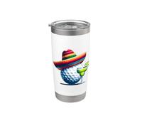 Pelota de golf Cinco de Mayo con sombrero y margarita golfista Vaso térmico de acero inoxidable de doble pared