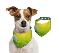 Pelota de Golf Verde con Estampado de Atardecer,Pañuelos de algodón para Perros, Bufandas Ajustables para Mascotas,M