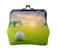 Pelota de Golf Verde Puesta de Sol Impresa,Monedero de Piel sintética, Carteras pequeñas, Monedero con Cierre de Broche