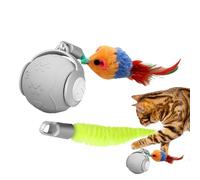 Pelota de juguete para gatos, juego de rodar automático, juguete eléctrico de cola para gatos con movimiento divertido, entretenimiento de molienda, dientes interactivos con 3 modos, actividad de