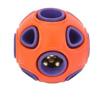 Pelota de Juguete para Perros, Resistente a Las mordeduras, de Goma Duradera, interactiva, dispensadora de Alimentos para Mascotas, Pelota de Juguete con Sonido de Campana para (Naranja y Morado)