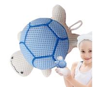 Pelota De Malla Suave Con Forma De Tortuga - Puf De Baño Para Bebés, Esponja Corporal De Animal | Herramienta De Baño Suave Para Niños, Este Estropajo Inspirado En Dibujos Animados Añade Un Toque Lúdi