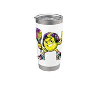 Pelota De Pádel. Jugador De Pádel Con Estilo. Vaso térmico de acero inoxidable de doble pared