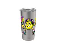 Pelota De Pádel. Jugador De Pádel Con Estilo. Vaso térmico de acero inoxidable de doble pared