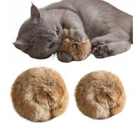 Pelota de piel de conejo, juguete para gatos, bolas de juguete suaves y esponjosas actualizadas 2026, bola de piel de conejo para gatos, juguetes de hierba gatera para gatos de interior, lavable, para
