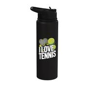 Pelota de raqueta I Love Tennis Enthusiasm Stainless Steel Insulated Water Bottle