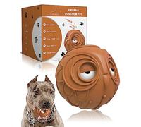 Pelota de risa para perros, búho, juguetes para perros masticadores agresivos, perros medianos y grandes, regalo divertido para perros, bola de pastoreo de goma natural para perros, lindo búho, marrón