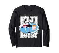 Pelota de Rugby con Palmera Bandera de Fiji Orgullo de Fiji Manga Larga