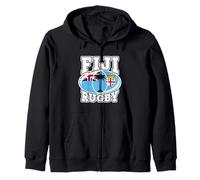 Pelota de Rugby con Palmera Bandera de Fiji Orgullo de Fiji Sudadera con Capucha