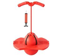 Pelota de salto de equilibrio for niños, tabla de equilibrio de salto antideslizante for niños, pelota de rebote loca con mango y bomba, tabla de truco de salto de rebote(Red)