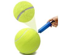 Pelota de tenis grande para perros - Lana de fibra de goma inflable de gran tamaño | Juguete gigante para masticar mascotas duradero para perros activos | Ejercicio al aire libre entrenamiento