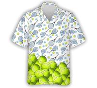 Pelota de Tenis Impresión 3D Camisa Hawaiana Mujeres Hombres Equipo de Tenis Jugador Camisa de Botones Verano Playa Casual Camisas Aloha