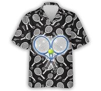 Pelota de Tenis Impresión 3D Camisa Hawaiana Mujeres Hombres Equipo de Tenis Jugador Camisa de Botones Verano Playa Casual Camisas Aloha