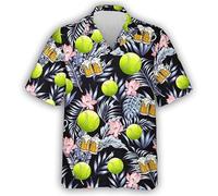 Pelota de Tenis Impresión 3D Camisa Hawaiana Mujeres Hombres Equipo de Tenis Jugador Camisa de Botones Verano Playa Casual Camisas Aloha