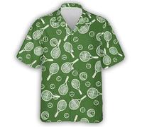Pelota de Tenis Impresión 3D Camisa Hawaiana Mujeres Hombres Equipo de Tenis Jugador Camisa de Botones Verano Playa Casual Camisas Aloha
