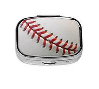 Pelota deportiva con estampado de béisbol, pastillero, pastillero cuadrado para bolsillo o monedero, pastillero pequeño, organizador de pastillas de viaje