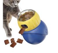 Pelota dispensadora de golosinas, alimentadores lentos para gatos, juguete dispensador de alimentos ajustable recargable amarillo y azul, bolas con fugas para entrenamiento de cachorros