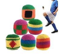Pelota Footbag de ganchillo - 6 piezas hechas a mano con motivo geométrico multicolor, pelota Footbag para adultos - Juego divertido para niños y adultos, playa, reuniones entre amigos, familia y