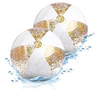 Pelota Hinchable, 2 PCS Glitter Pelota De Hinchable Beach, Transparente Pelotas De Playa Hinchable, Pelota de Playa Hinchable, Lentejuelas Bola Hinchable, para Playa Piscina Fiesta (Blanco)