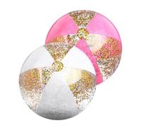 Pelota Hinchable, 2 PCS Glitter Pelota De Hinchable Beach, Transparente Pelotas De Playa Hinchable, Pelota de Playa Hinchable, Lentejuelas Bola Hinchable, para Playa Piscina Fiesta (Rosa+Blanco)