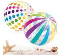 Pelota Hinchable Playa Diseño Arcoíris y Lunares Juguete Verano Resistente Ligero PVC Accesorio Piscina Jardín Vacaciones Actividades Infantiles Familia Diversión Exterior Fiesta