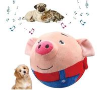 Pelota interactiva con Sonido chirriante para Perros, Cerdito de Peluche Activo y en Movimiento, con música para Mantener a tu Mascota ocupada Saltando (Rojo)