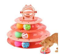 Pelota interactiva de juguete para gatos - Juguete giratorio para gatos, juguete interactivo para gatos de cuatro capas con plato giratorio | Divertido rompecabezas gatito juguete interior al aire lib
