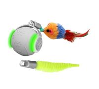 Pelota interactiva para gatos, 1.65 pulgadas, electrónica de silicona, juguete de silicona con rodamiento automático, 3 modos con cola para moler dientes, entretenimiento, del aburrimiento