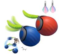 Pelota interactiva para gatos, 2.0 autoecho, pelota de juguete eléctrica, juguete para gatos, autoempleo, dos modos de ajuste, recargable por USB, con cola de repuesto para perros y gatos (azul y