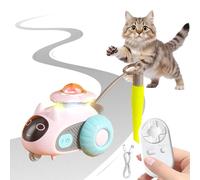 Pelota interactiva para gatos, juguete para gatos, autoempleo, pelota de gato, recargable por USB, juguete eléctrico con cola de plumas y mando a distancia, para gatos domésticos pequeños/medianos (A)